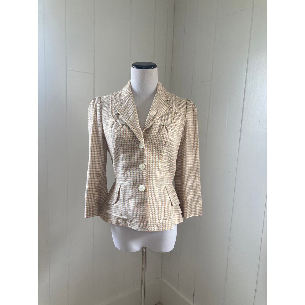 Parameter Cream & Orange Tweed Blazer, Size 2